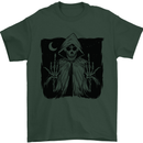 Grim Reaper Finger Flip Skull Biker Funny Mens T-Shirt Cotton Gildan Forest Green