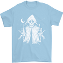 Grim Reaper Finger Flip Skull Biker Funny Mens T-Shirt Cotton Gildan Light Blue