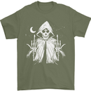 Grim Reaper Finger Flip Skull Biker Funny Mens T-Shirt Cotton Gildan Military Green