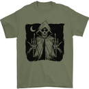 Grim Reaper Finger Flip Skull Biker Funny Mens T-Shirt Cotton Gildan Military Green