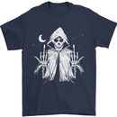 Grim Reaper Finger Flip Skull Biker Funny Mens T-Shirt Cotton Gildan Navy Blue