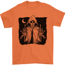 Grim Reaper Finger Flip Skull Biker Funny Mens T-Shirt Cotton Gildan Orange