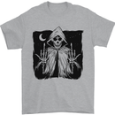 Grim Reaper Finger Flip Skull Biker Funny Mens T-Shirt Cotton Gildan Sports Grey