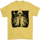 Grim Reaper Finger Flip Skull Biker Funny Mens T-Shirt Cotton Gildan Yellow