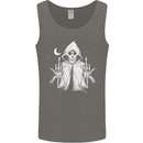 Grim Reaper Finger Flip Skull Biker Funny Mens Vest Tank Top Charcoal