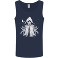 Grim Reaper Finger Flip Skull Biker Funny Mens Vest Tank Top Navy Blue