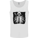 Grim Reaper Finger Flip Skull Biker Funny Mens Vest Tank Top White