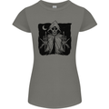 Grim Reaper Finger Flip Skull Biker Funny Womens Petite Cut T-Shirt Charcoal