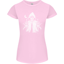 Grim Reaper Finger Flip Skull Biker Funny Womens Petite Cut T-Shirt Light Pink