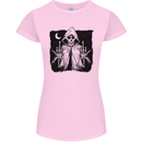 Grim Reaper Finger Flip Skull Biker Funny Womens Petite Cut T-Shirt Light Pink