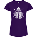 Grim Reaper Finger Flip Skull Biker Funny Womens Petite Cut T-Shirt Purple