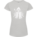 Grim Reaper Finger Flip Skull Biker Funny Womens Petite Cut T-Shirt Sports Grey