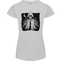 Grim Reaper Finger Flip Skull Biker Funny Womens Petite Cut T-Shirt Sports Grey