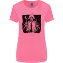 Grim Reaper Finger Flip Skull Biker Funny Womens Wider Cut T-Shirt Azalea