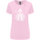 Grim Reaper Finger Flip Skull Biker Funny Womens Wider Cut T-Shirt Light Pink