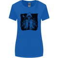 Grim Reaper Finger Flip Skull Biker Funny Womens Wider Cut T-Shirt Royal Blue