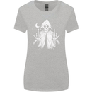 Grim Reaper Finger Flip Skull Biker Funny Womens Wider Cut T-Shirt Sports Grey