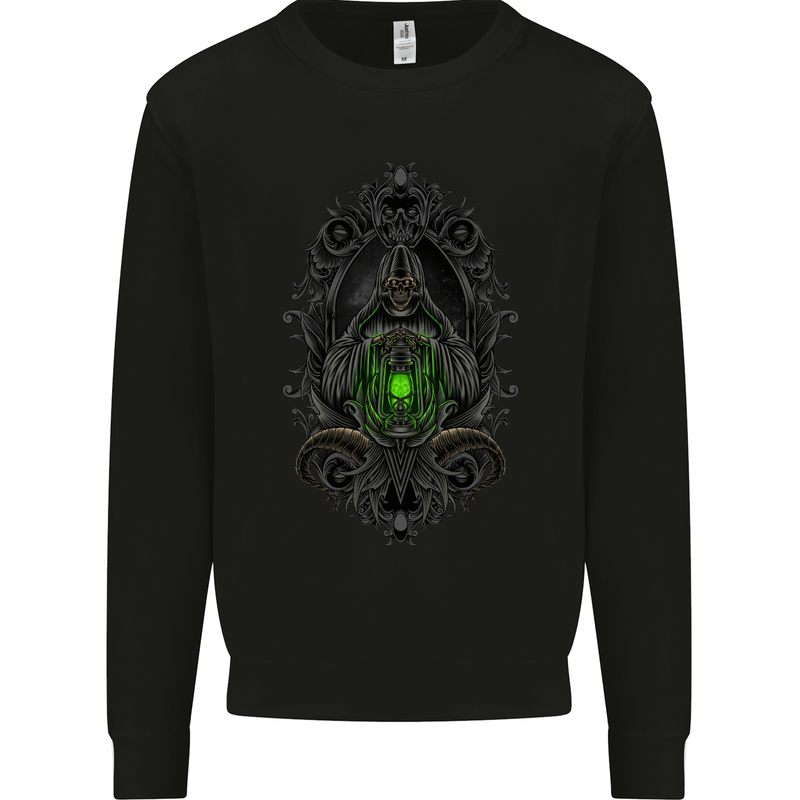 Grim Reaper Gothic Skull Heavy Metal Mens Sweatshirt Jumper Black