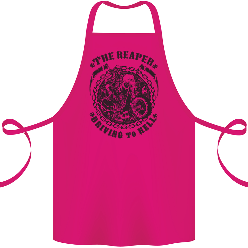 Grim Reaper Motorbike Motorcycle Biker Cotton Apron 100% Organic Pink