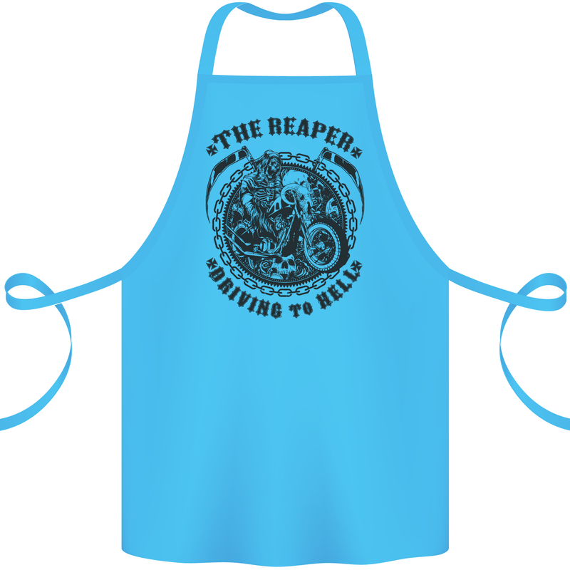 Grim Reaper Motorbike Motorcycle Biker Cotton Apron 100% Organic Turquoise