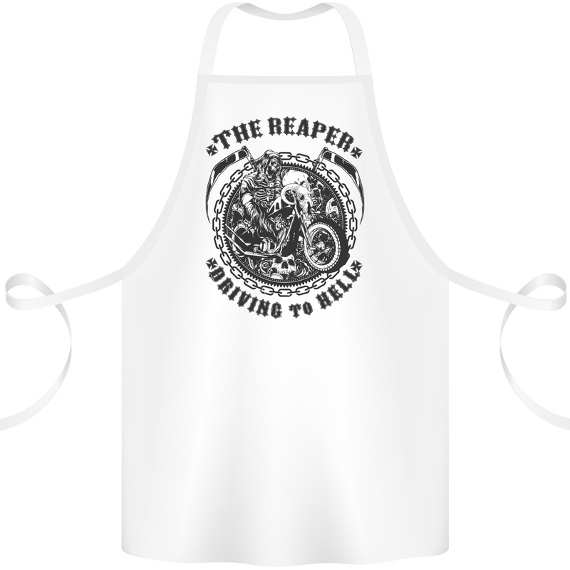 Grim Reaper Motorbike Motorcycle Biker Cotton Apron 100% Organic White