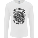 Grim Reaper Motorbike Motorcycle Biker Mens Long Sleeve T-Shirt White