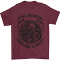 Grim Reaper Motorbike Motorcycle Biker Mens T-Shirt Cotton Gildan Maroon