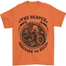 Grim Reaper Motorbike Motorcycle Biker Mens T-Shirt Cotton Gildan Orange