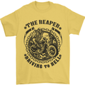 Grim Reaper Motorbike Motorcycle Biker Mens T-Shirt Cotton Gildan Yellow