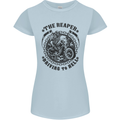 Grim Reaper Motorbike Motorcycle Biker Womens Petite Cut T-Shirt Light Blue