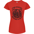Grim Reaper Motorbike Motorcycle Biker Womens Petite Cut T-Shirt Red