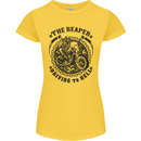 Grim Reaper Motorbike Motorcycle Biker Womens Petite Cut T-Shirt Yellow