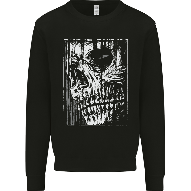 Grim Reaper Skull Gothic Biker Demon Kids Sweatshirt Jumper Black