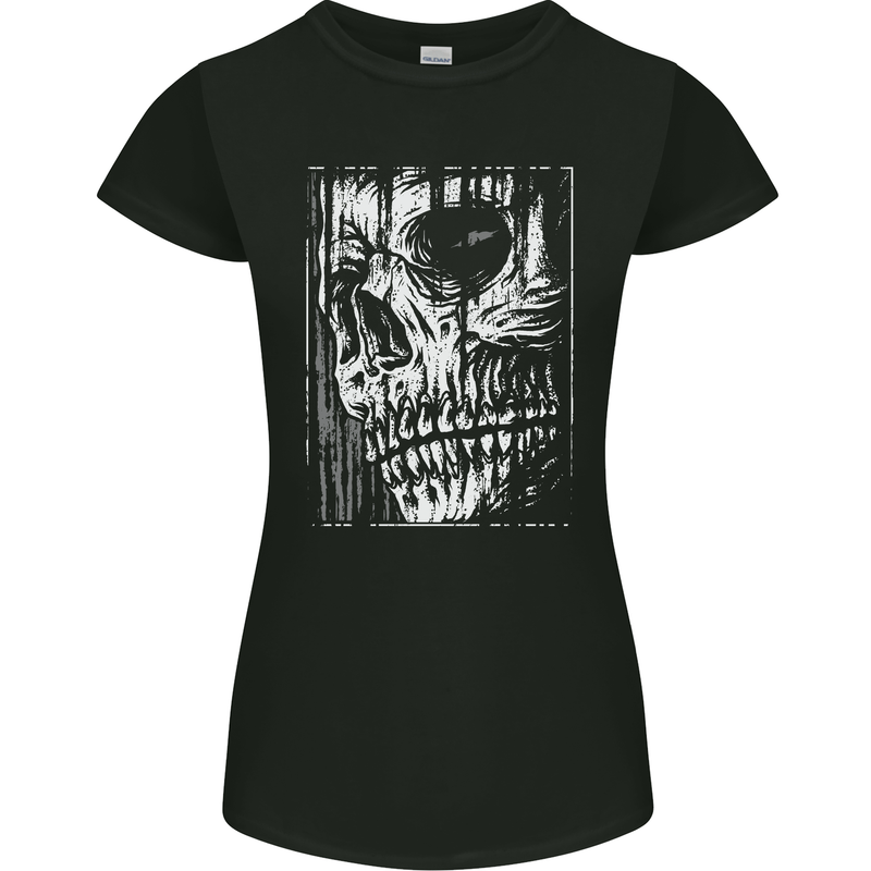 Grim Reaper Skull Gothic Biker Demon Womens Petite Cut T-Shirt Black
