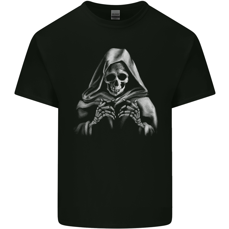 Grim Reaper Skull Mens Cotton T-Shirt Tee Top Black