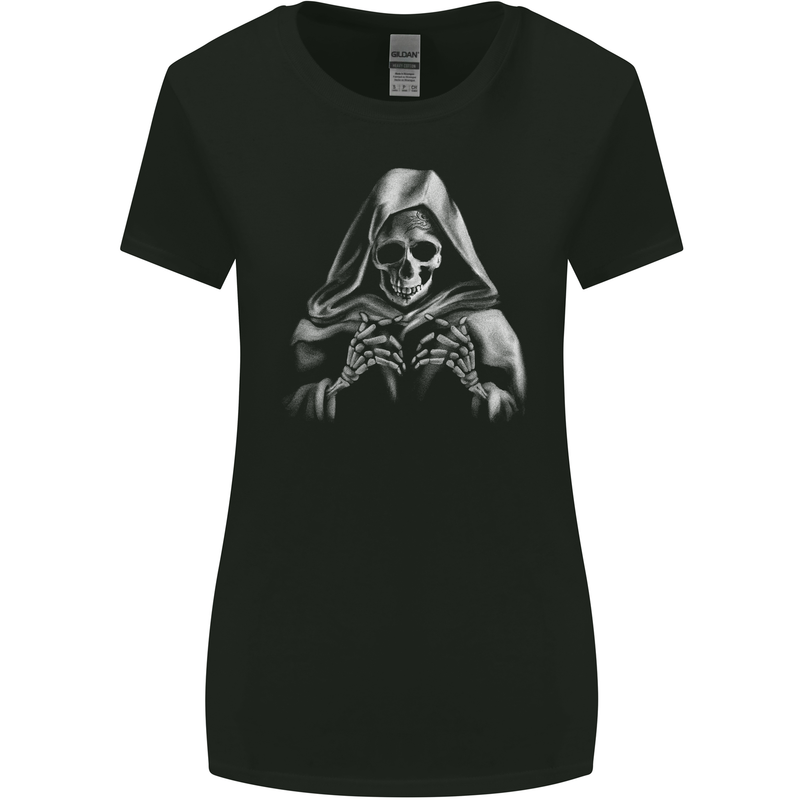 Grim Reaper Skull Womens Wider Cut T-Shirt Black