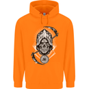 Grim Reaper Time Biker Skull Rock Music Childrens Kids Hoodie Orange