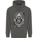 Grim Reaper Time Biker Skull Rock Music Childrens Kids Hoodie Storm Grey