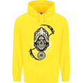 Grim Reaper Time Biker Skull Rock Music Childrens Kids Hoodie Yellow