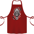 Grim Reaper Time Biker Skull Rock Music Cotton Apron 100% Organic Maroon