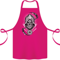 Grim Reaper Time Biker Skull Rock Music Cotton Apron 100% Organic Pink