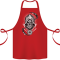 Grim Reaper Time Biker Skull Rock Music Cotton Apron 100% Organic Red