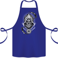 Grim Reaper Time Biker Skull Rock Music Cotton Apron 100% Organic Royal Blue