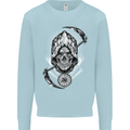 Grim Reaper Time Biker Skull Rock Music Kids Sweatshirt Jumper Light Blue