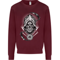 Grim Reaper Time Biker Skull Rock Music Kids Sweatshirt Jumper Maroon