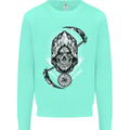 Grim Reaper Time Biker Skull Rock Music Kids Sweatshirt Jumper Peppermint