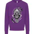 Grim Reaper Time Biker Skull Rock Music Kids Sweatshirt Jumper Purple