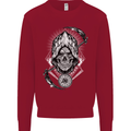 Grim Reaper Time Biker Skull Rock Music Kids Sweatshirt Jumper Red