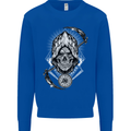 Grim Reaper Time Biker Skull Rock Music Kids Sweatshirt Jumper Royal Blue