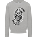 Grim Reaper Time Biker Skull Rock Music Kids Sweatshirt Jumper Sports Grey